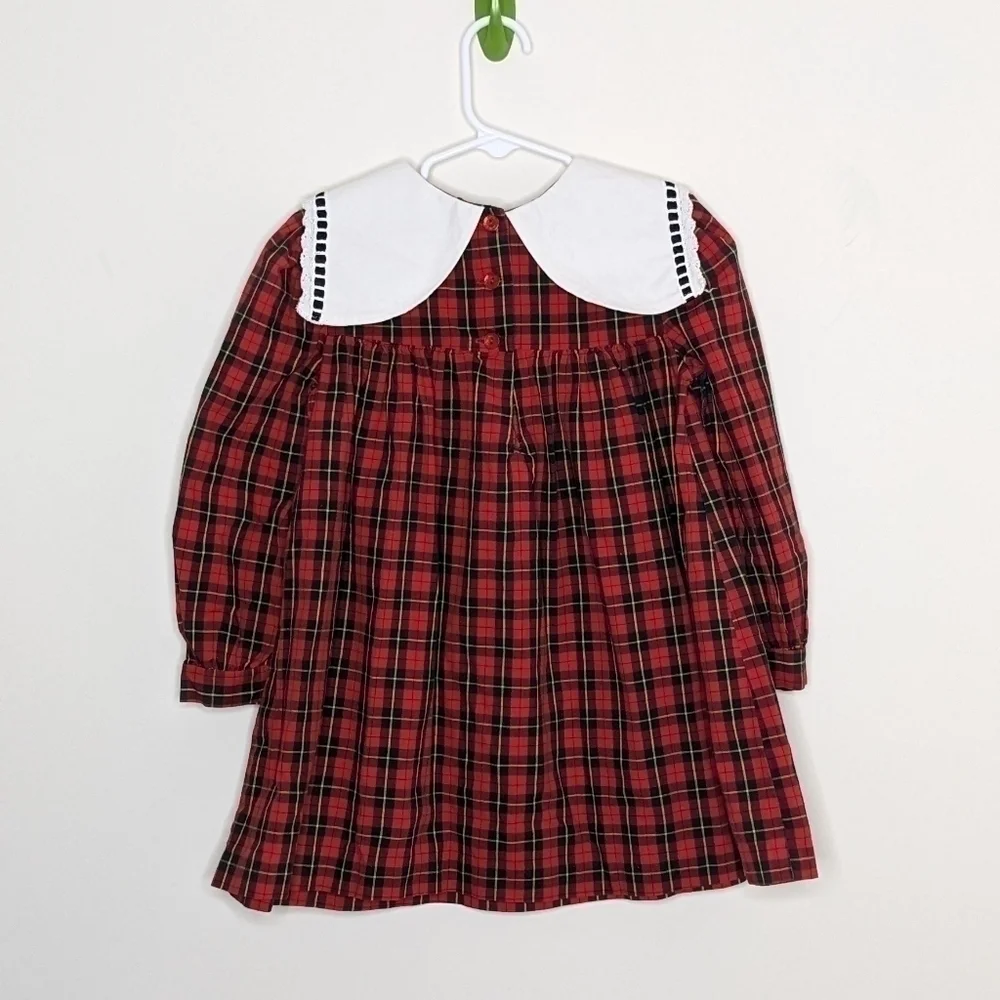 Vintage Bonnie Jean Flower Rose Plaid Dress 4